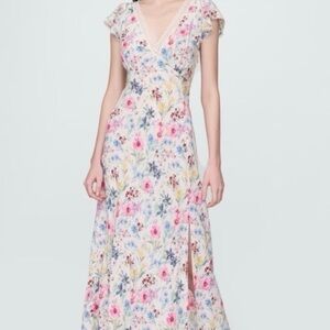 Gap Large 10 Floral V-Neck Crepe Maxi Dress